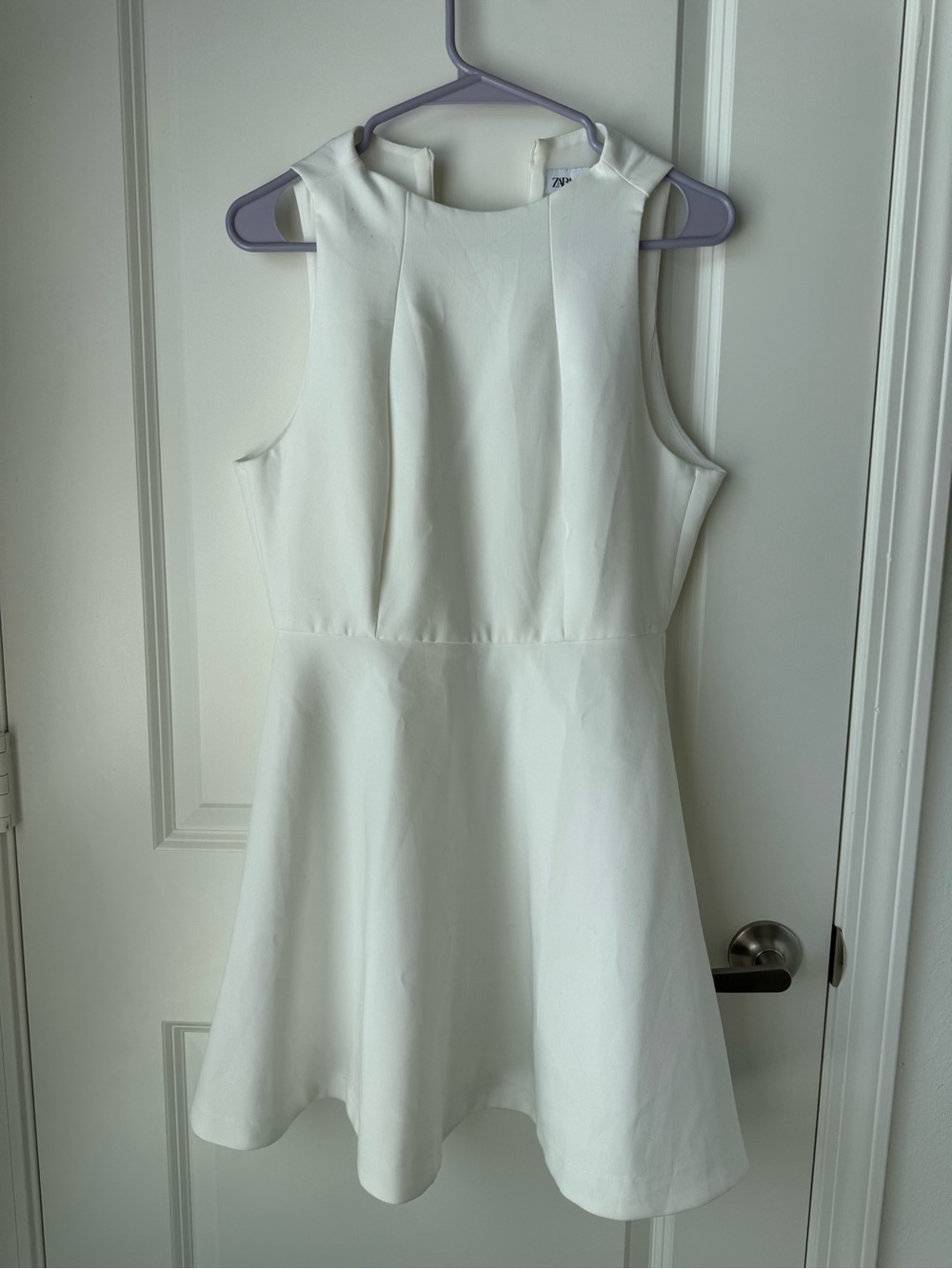 Zara White Fit & Flare Sleeveless Dress ,S